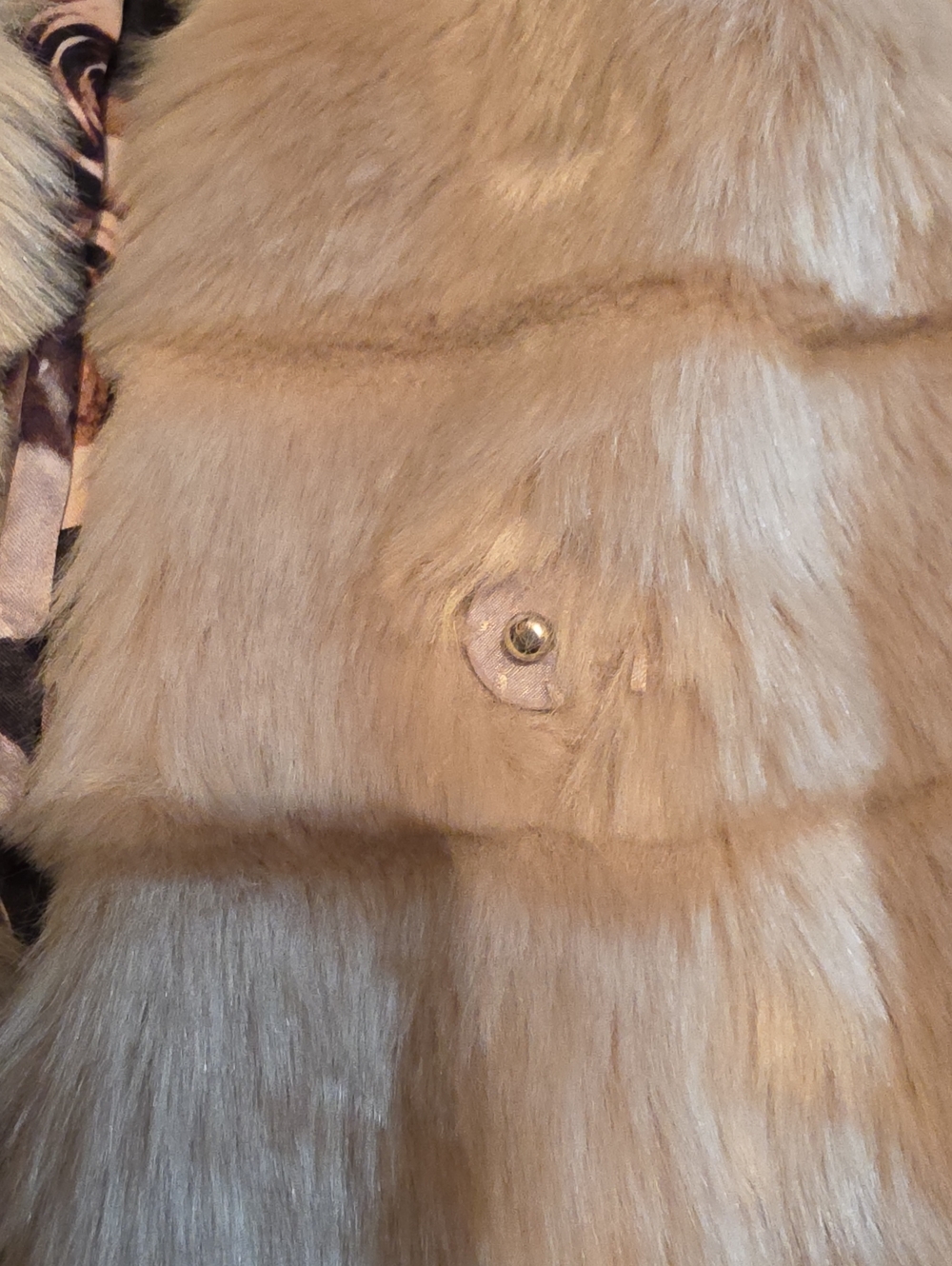 Eliza J Taupe Faux Fur Long Coat - Women's Jacket - Picture 9 of 9